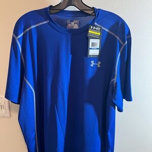 Under Armour Men's Blue HeatGear Short Sleeve Performance Shirt Mens XL